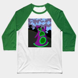 Purple Tentacle (with background) Baseball T-Shirt